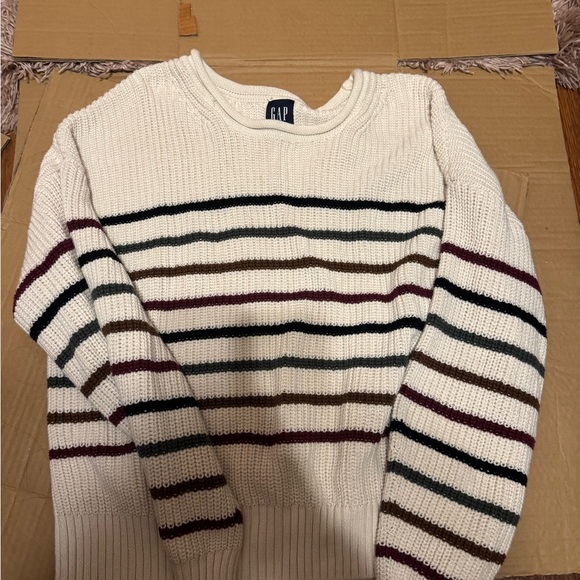GAP Jackets & Blazers - GAP Cream Sweater with Multicolor Stripes